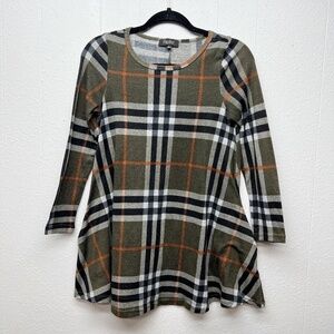 Papillon Flannel Womens Tunic Top Small Side Pockets Academia Chic Warm Cozy